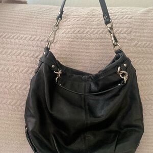 Vintage Black Leather Coach Hobo Bag